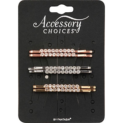 slide 1 of 1, Accessory Choices Assorted Metal Crystal Bobbies, 3 ct