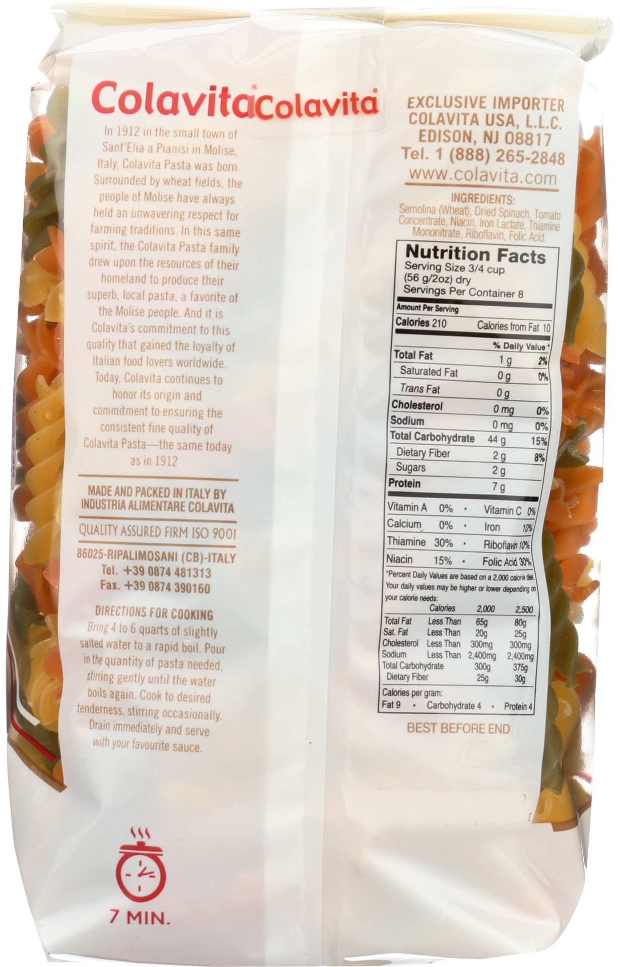 slide 3 of 5, Colavita Tricolor Fusilli Pasta, 1 lb