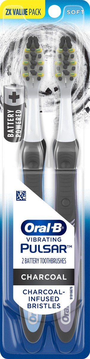 slide 2 of 6, Oral-B Expert Whitening Pulsar Battery Toothbrush with Charcoal Infused Bristles, Soft, 2 count, 2 ct