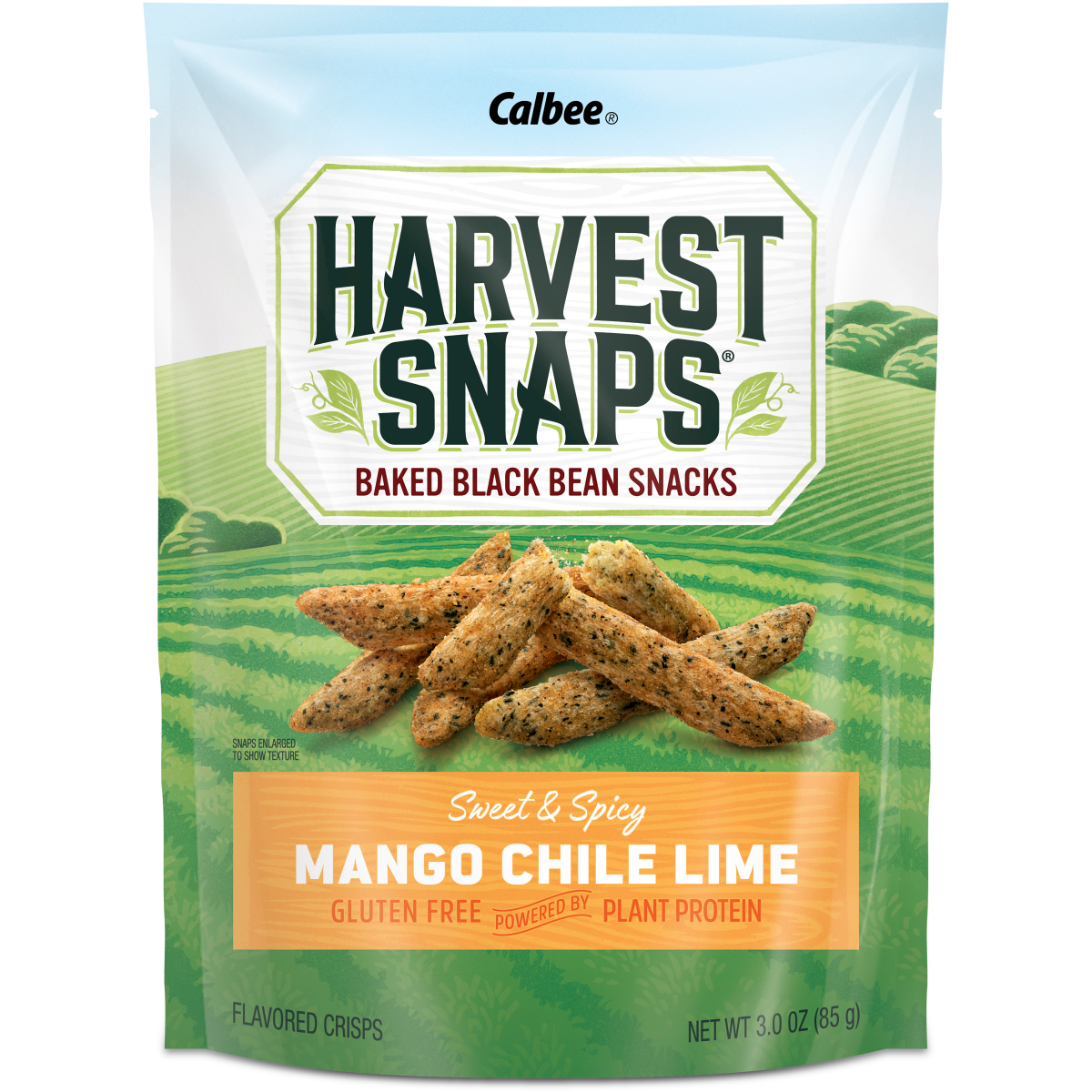 slide 1 of 5, CALBEE Harvest Snaps Baked Black Bean Snacks, Mango Chile Lime, 3 oz, 3 oz