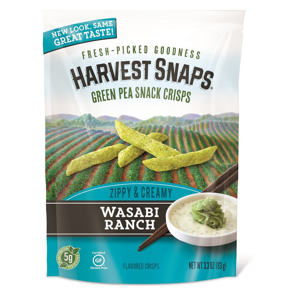 slide 3 of 3, Harvest Snaps Wasabi Ranch Green Pea Crisps, 3.3 oz