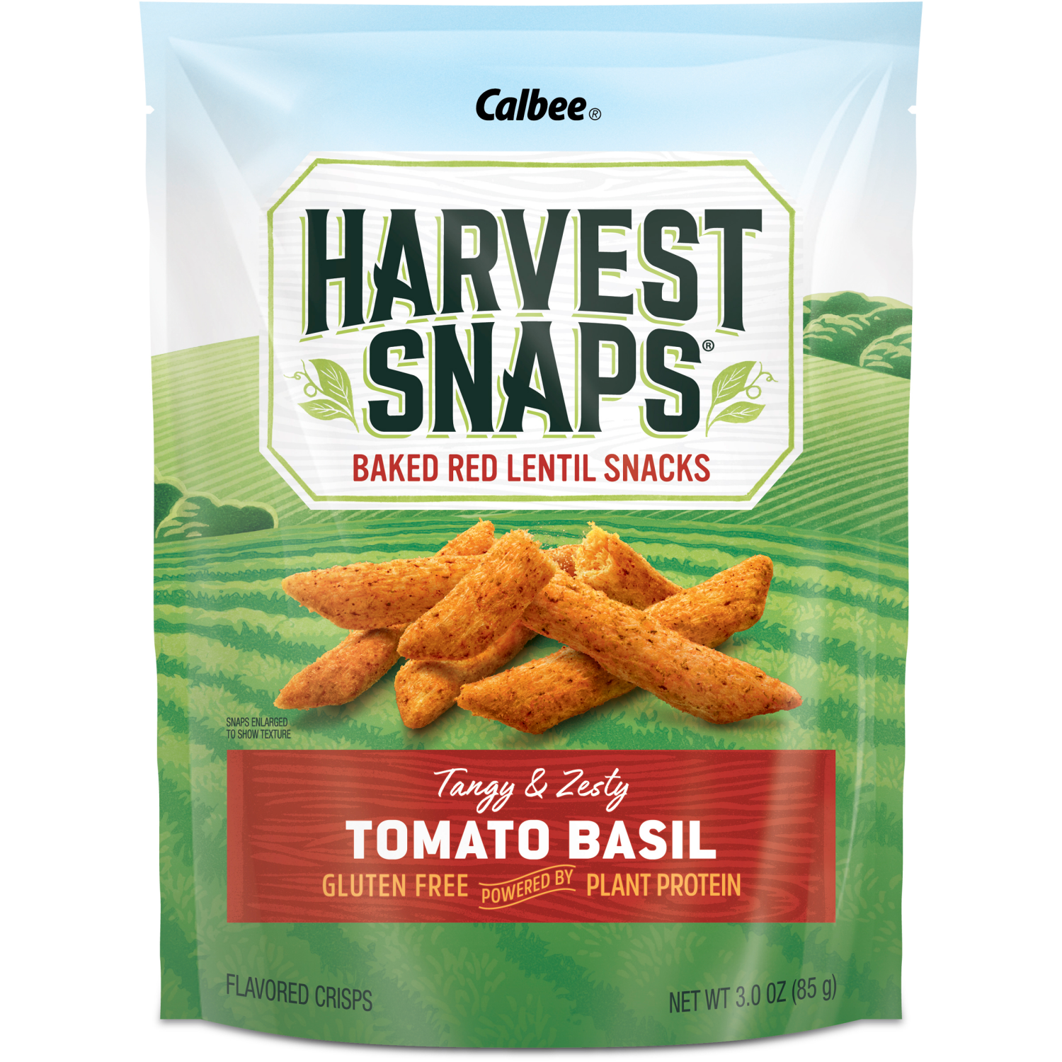 slide 1 of 2, Calbee Harvest Snaps Baked Red Lentil Snacks, Tomato Basil, 3 Oz, 3 oz