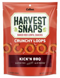 Harvest Snaps Crunchy Loops Kick'n BBQ Baked Red Lentil Snacks 2.5 oz