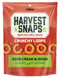 Harvest Snaps Crunchy Loops Sour Cream & Onion Baked Red Lentil Snacks 2.5 oz