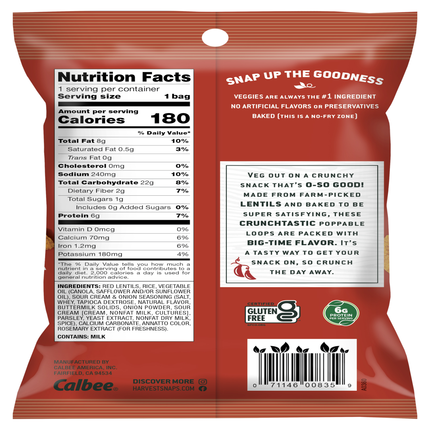 slide 2 of 2, Calbee Harvest Snaps Crunchy Loops Sour Cream & Onion, 1.35 oz