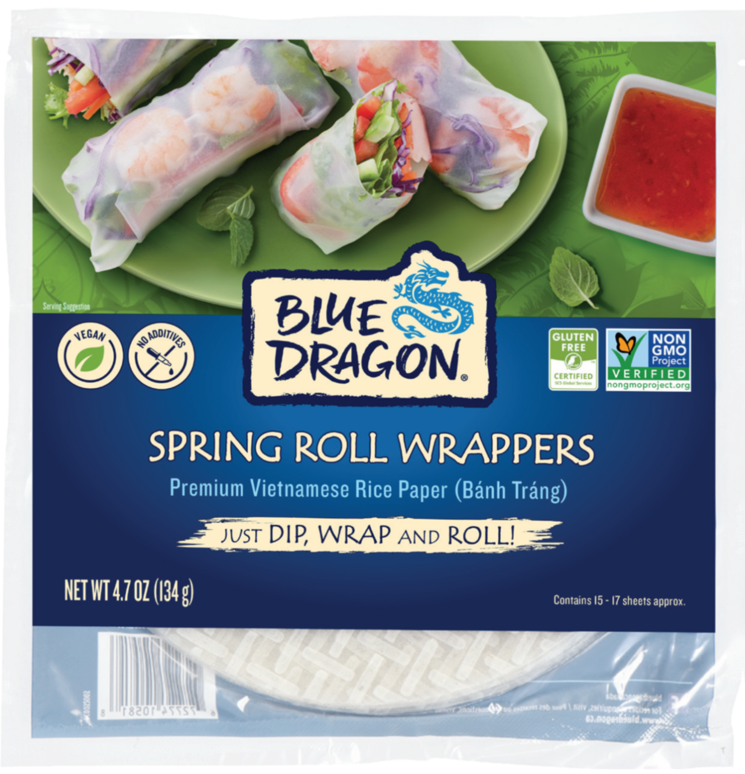 slide 1 of 3, Blue Dragon Spring Roll Wrappers 4.7 oz, 4.7 oz