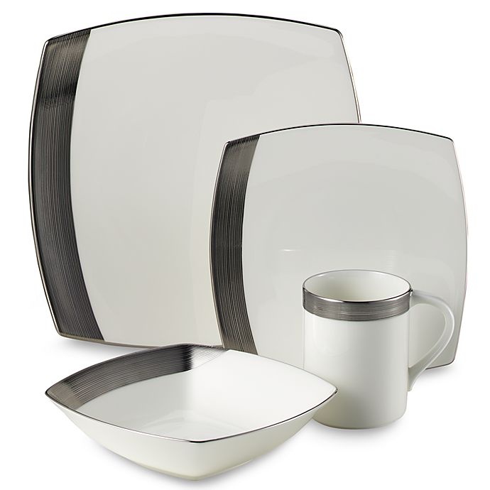 slide 1 of 1, Mikasa Ridge Square Platinum Place Setting, 4 ct