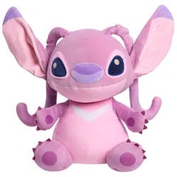 Disney Stitch Comfort Weighted Plush Angel, 14-inch Stuffed Animal, Alien, Pink