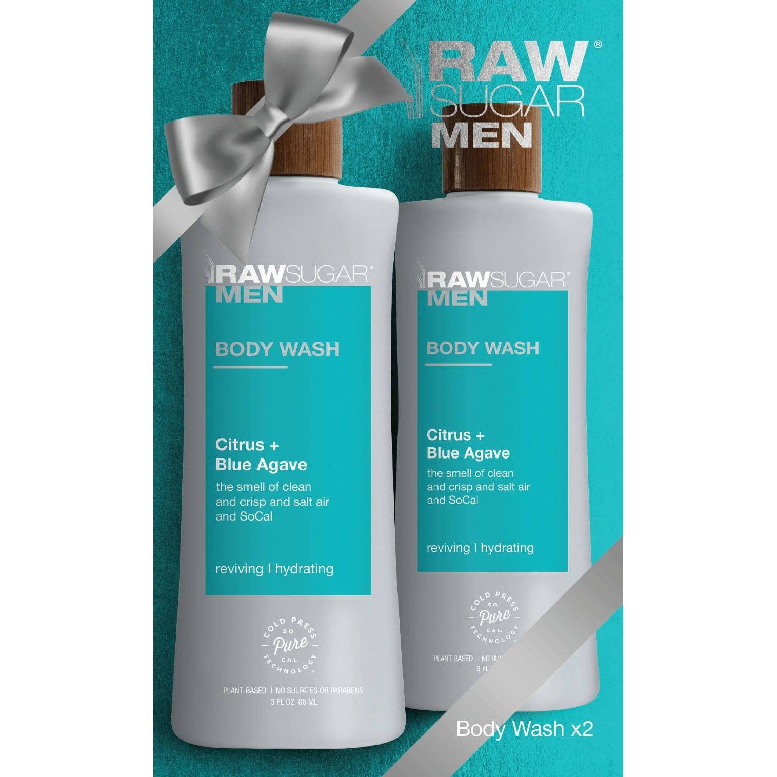 slide 1 of 1, Raw Sugar Men's Mini Body Wash Citrus Blue Agave Body Wash, 2 ct