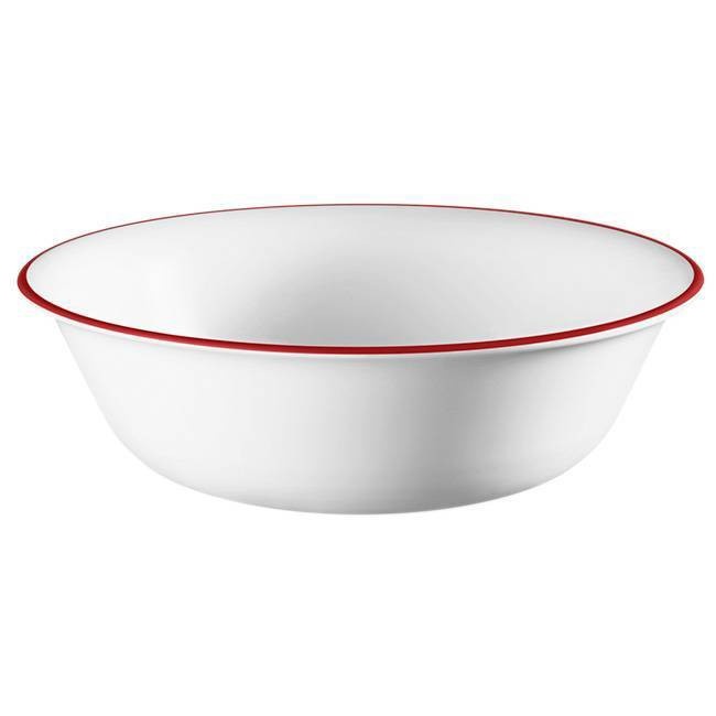 slide 1 of 3, Corelle Glass Cordoba Dining Bowl Red/White, 18 oz