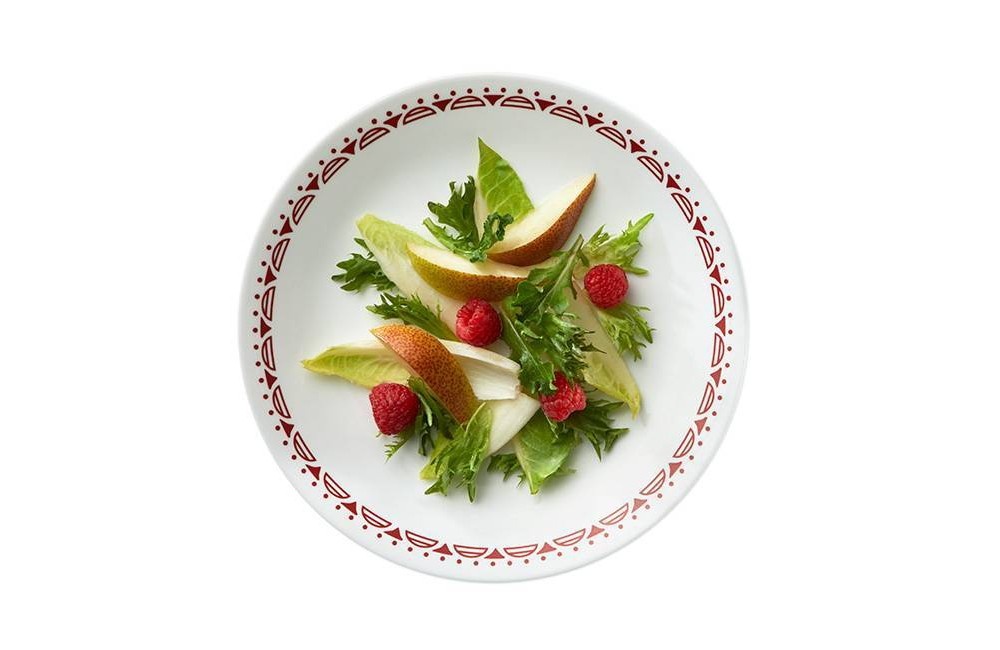 slide 2 of 6, Corelle 8.5" Glass Cordoba Salad Plate Red/White, 1 ct