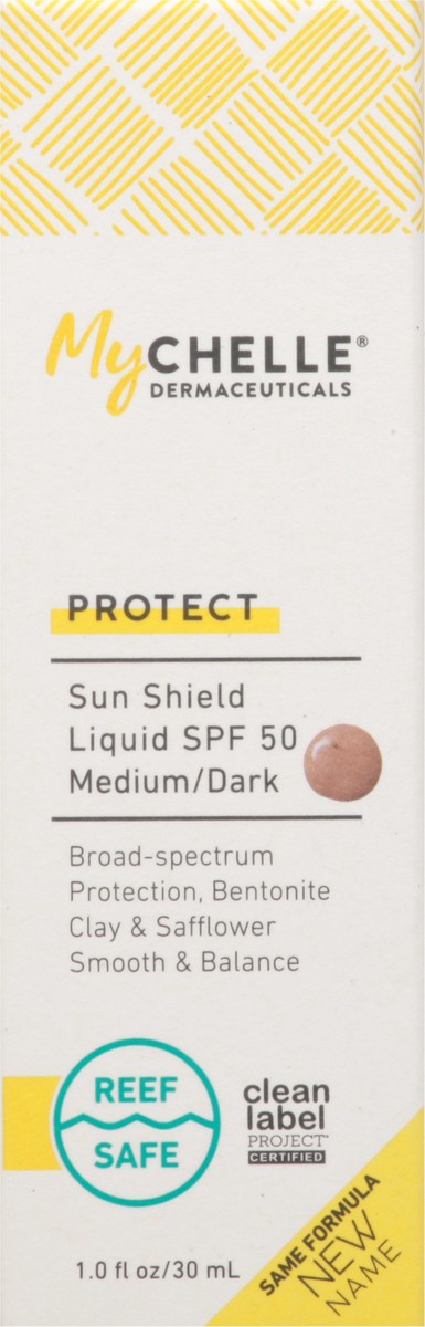 slide 4 of 13, MyChelle SPF 50 Medium/Dark Protect Sun Shield Liquid 1.0 fl oz, 1 fl oz