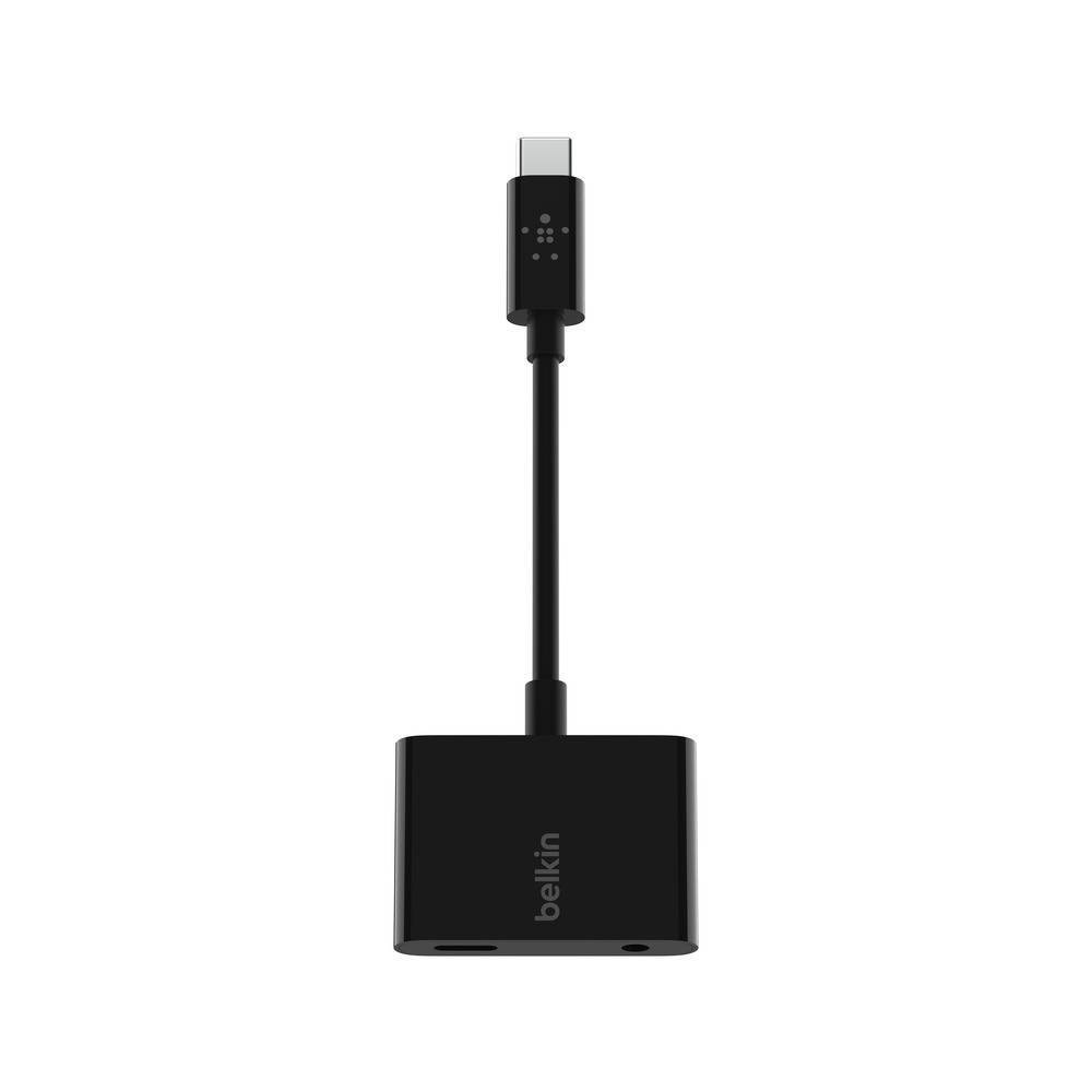 slide 2 of 6, Belkin RockStar Audio Aux & USB-C Charge Adapter - Black, 1 ct