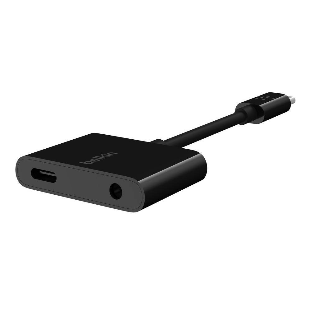 slide 3 of 6, Belkin RockStar Audio Aux & USB-C Charge Adapter - Black, 1 ct