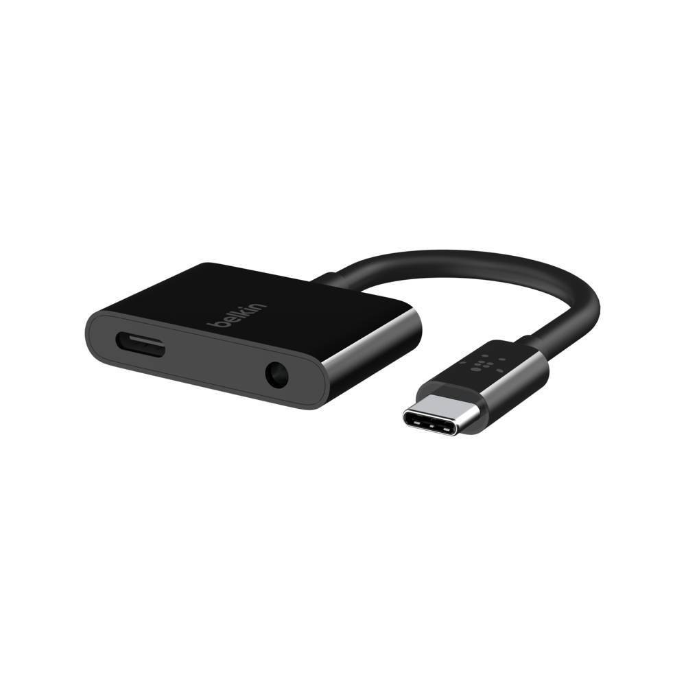 slide 5 of 6, Belkin RockStar Audio Aux & USB-C Charge Adapter - Black, 1 ct