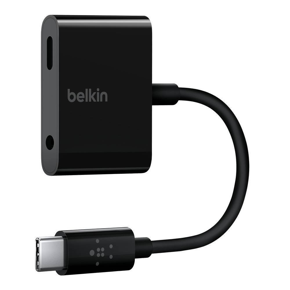 slide 1 of 6, Belkin RockStar Audio Aux & USB-C Charge Adapter - Black, 1 ct