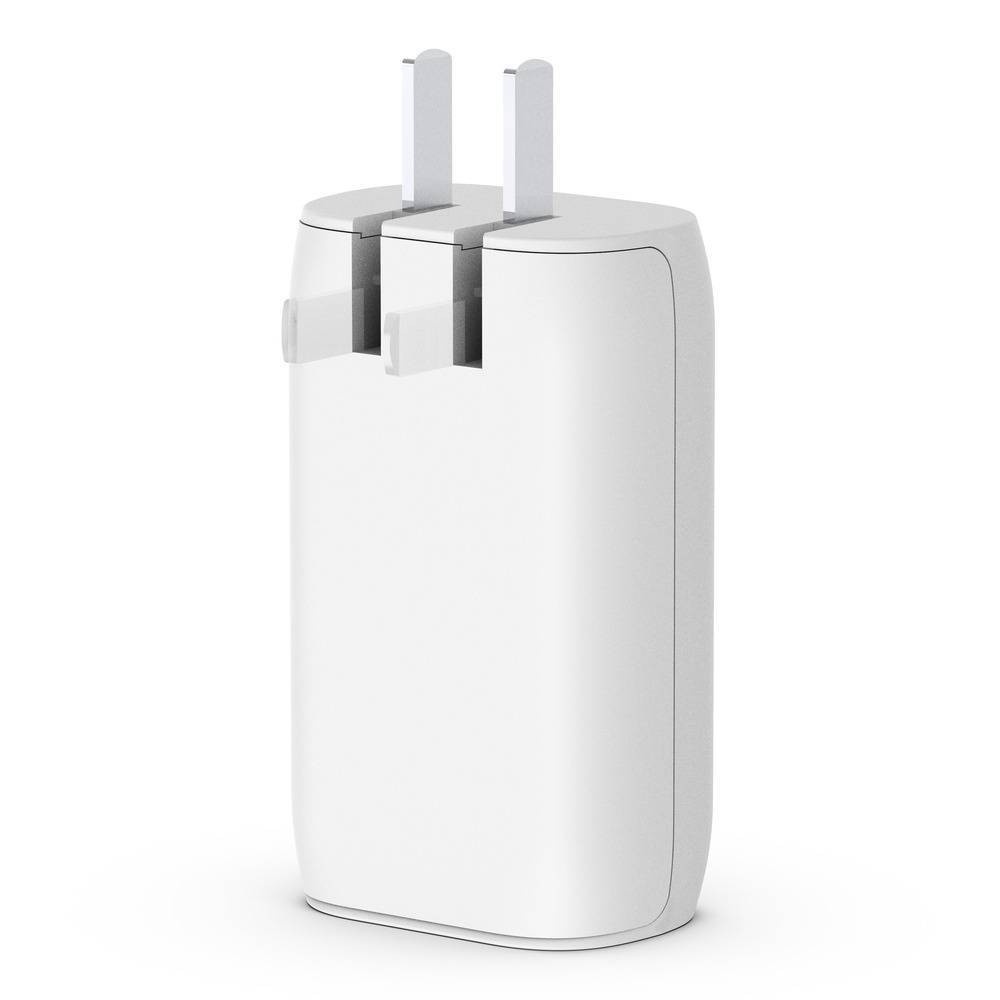 slide 3 of 5, Belkin 2-Port 18W USB-C & 12W USB-A Wall Charger, Lightning to USB-C Cable - White, 4 in