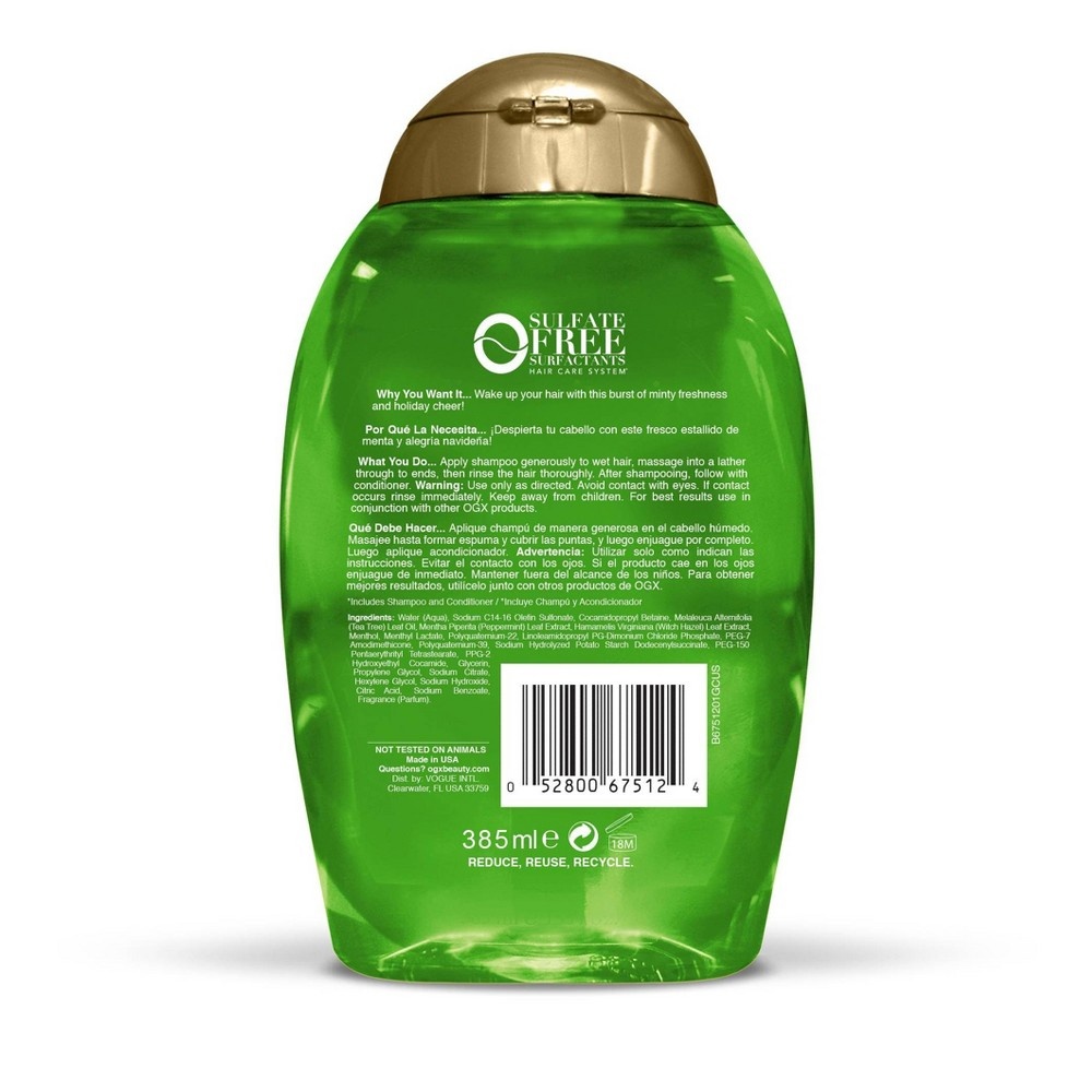 slide 2 of 3, OGX Limited Edition Tea Tree Mint Extra Strength Shampoo, 13 fl oz