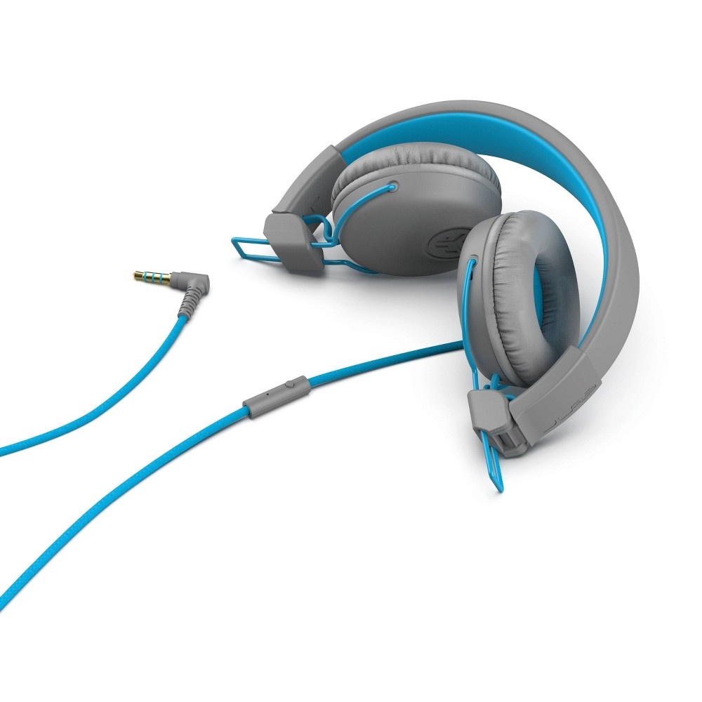 slide 4 of 4, JLab Studio Wired On-Ear Headphones - Gray/Blue, 1 ct