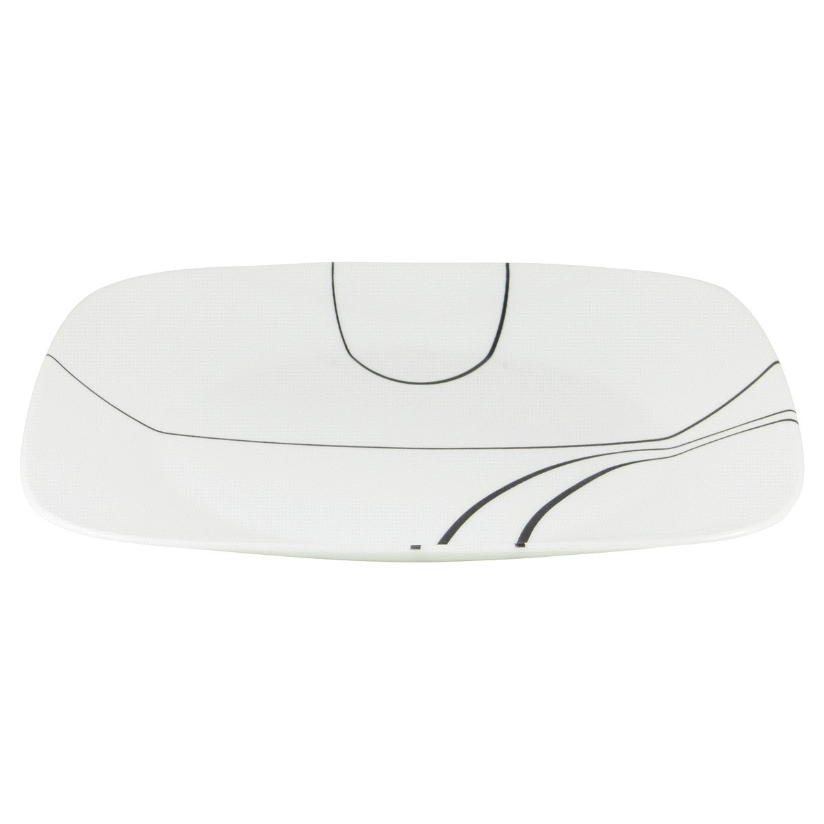 slide 1 of 1, Corelle Square Simple Lines Dinner Plate - White/Black, 10.25 in