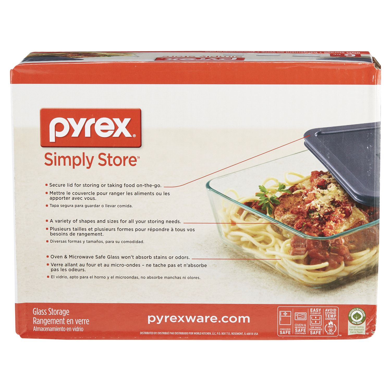 slide 3 of 8, Pyrex Simply Store Rectangular Set, 6 ct