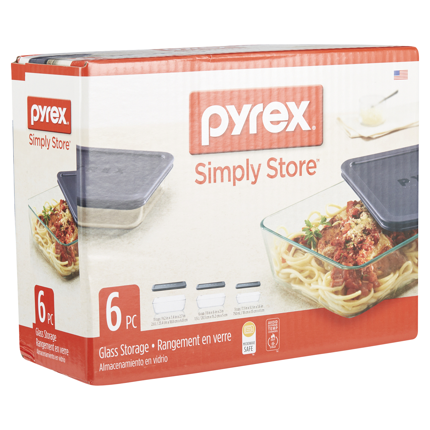 slide 4 of 8, Pyrex Simply Store Rectangular Set, 6 ct