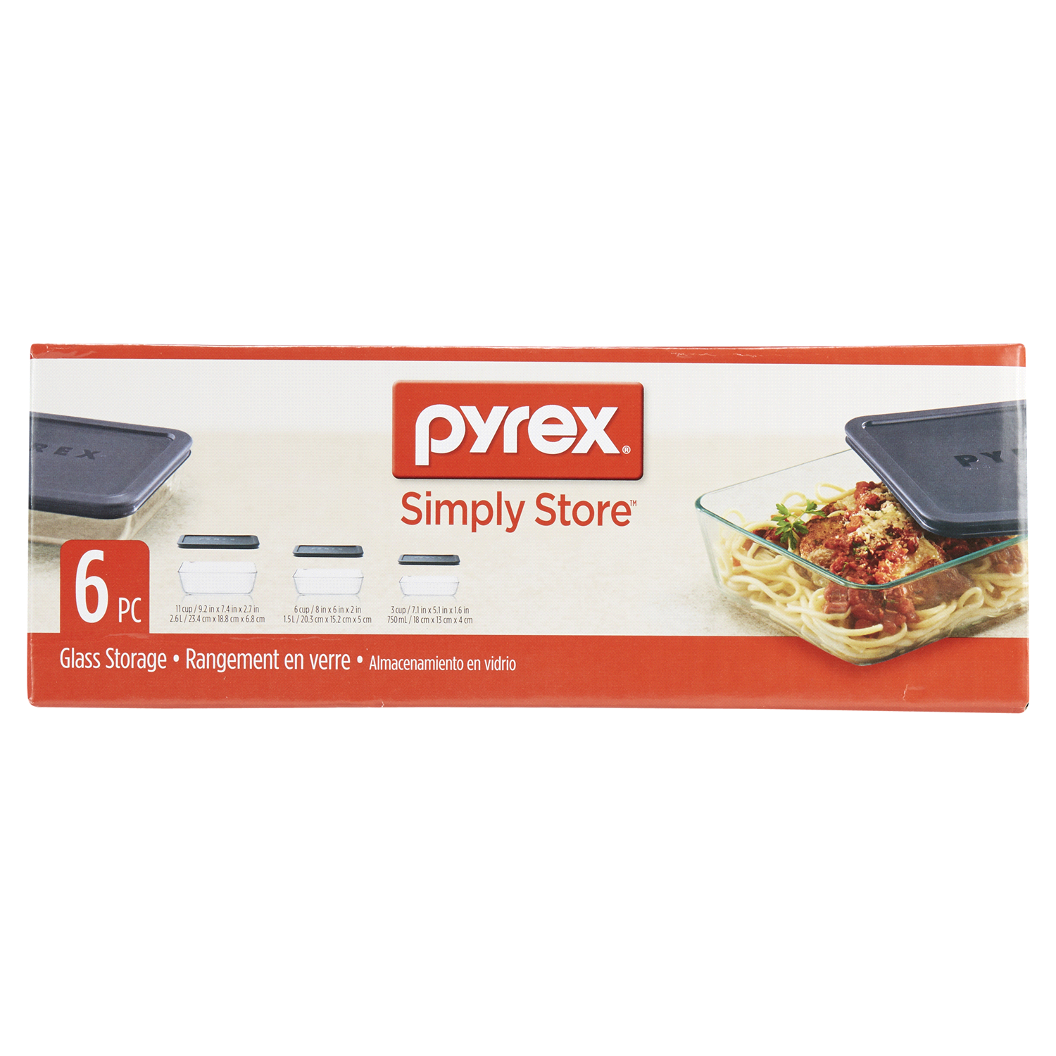 slide 6 of 8, Pyrex Simply Store Rectangular Set, 6 ct