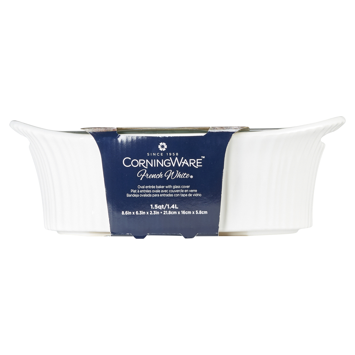 slide 3 of 5, CorningWare 1 Round Casserole with Glass Cover - French White, 1/2 qt