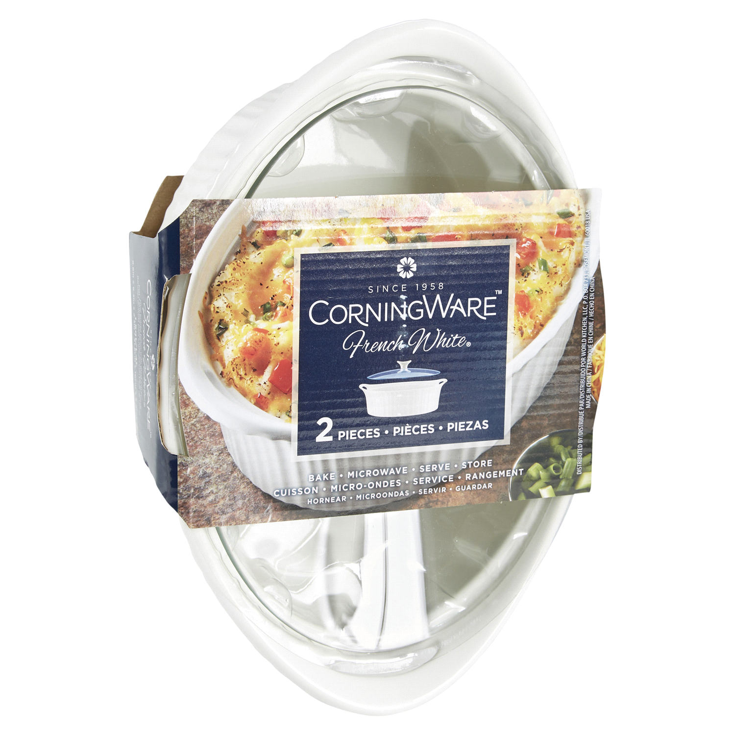 slide 4 of 5, CorningWare 1 Round Casserole with Glass Cover - French White, 1/2 qt