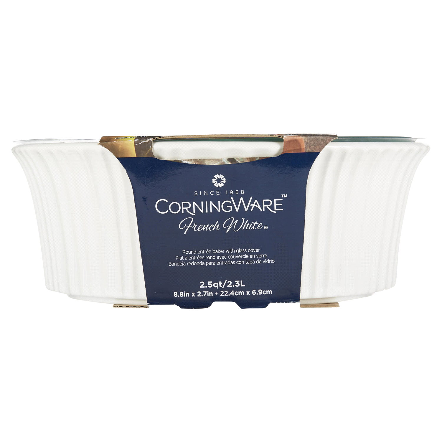 slide 2 of 5, Corningware French White Round Casserole w/ Glass Lid, 2.5 qt