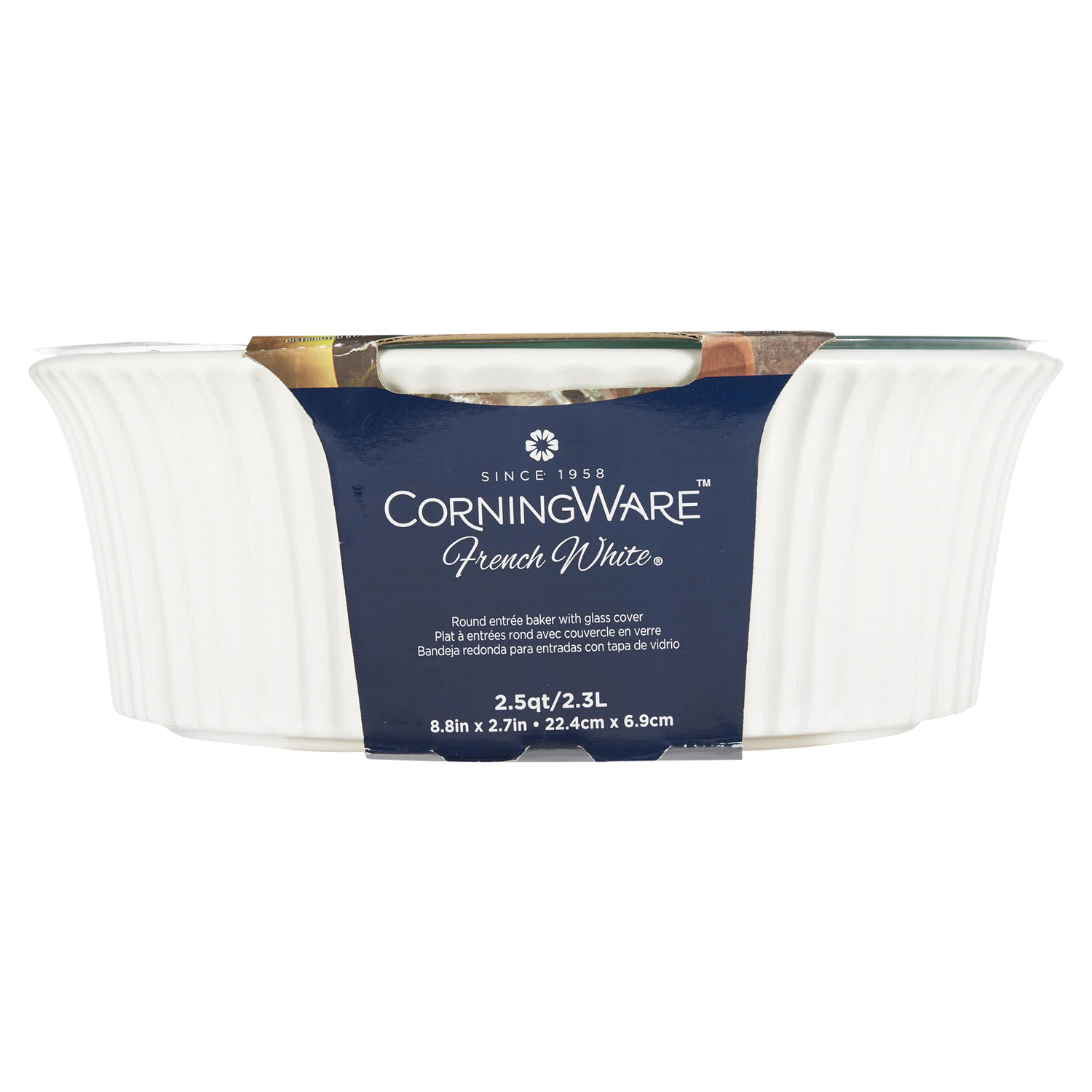 slide 3 of 5, Corningware French White Round Casserole w/ Glass Lid, 2.5 qt
