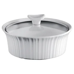 Corningware French WhiteRound Casserole with Glass Cover