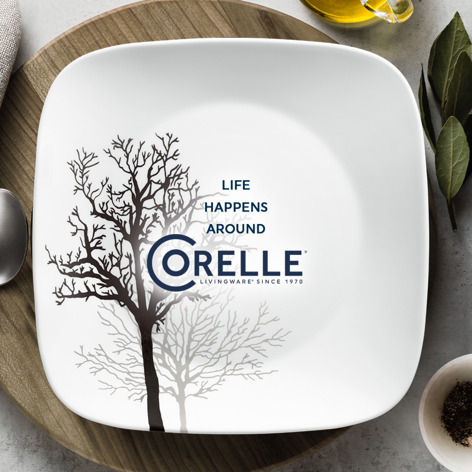 slide 4 of 4, Corelle Timber Shadows Set, 12 ct