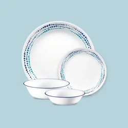 Corelle Livingware 16-Piece Ocean Blues Dinnerware Set, Service for 4.