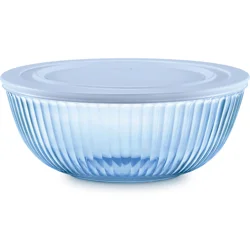 Pyrex Sculpted Tinted Mixing Bowls Blue Bowl with Blue Plastic Cover
