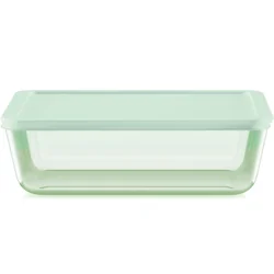 Pyrex Simply Store Colors Tinted 11 Cup Rectangle, Green with Plastic Cover