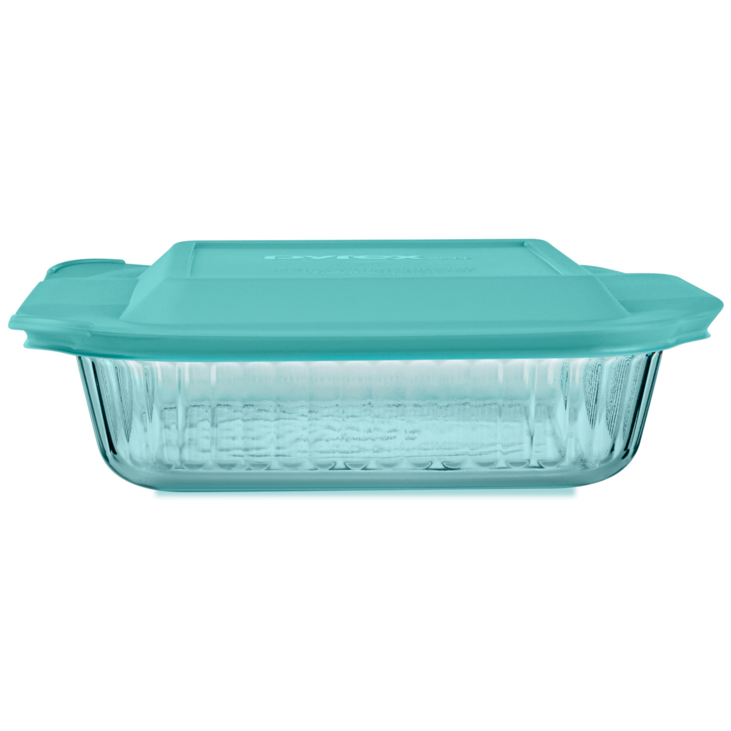 slide 1 of 1, Pyrex 8" Square with lid Aqua, 8 in