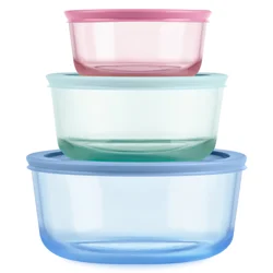 Pyrex 6 pc Round Set - Blue, Aqua and pink