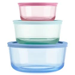 Pyrex 6 pc Round Set - Blue, Aqua and pink