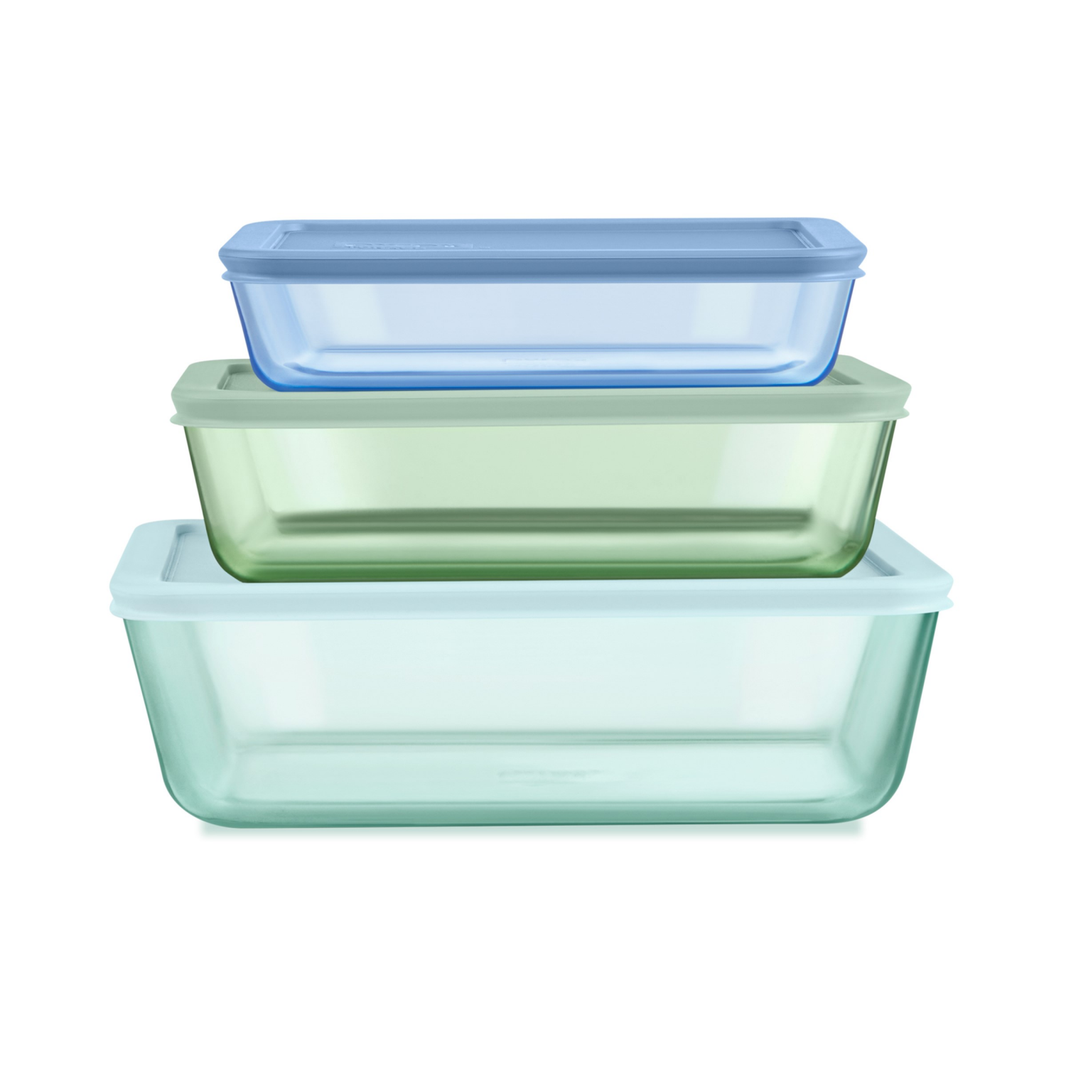 slide 1 of 1, Pyrex 6 Pc Rectangle Set, Aqua, Green And Blue, 6 ct