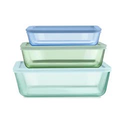 Pyrex 6 Pc Rectangle Set, Aqua, Green And Blue