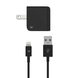 Just Wireless 2.4A/12W 1-Port USB-A Wall Charger with 5' TPU Lightning to USB-A Cable - Black