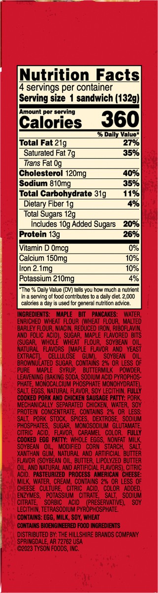 slide 5 of 9, Jimmy Dean Sausage, Egg and Cheese Maple Griddle Cake Sandwiches, 4 ct Pack, 18.8 oz Box, 4 ct