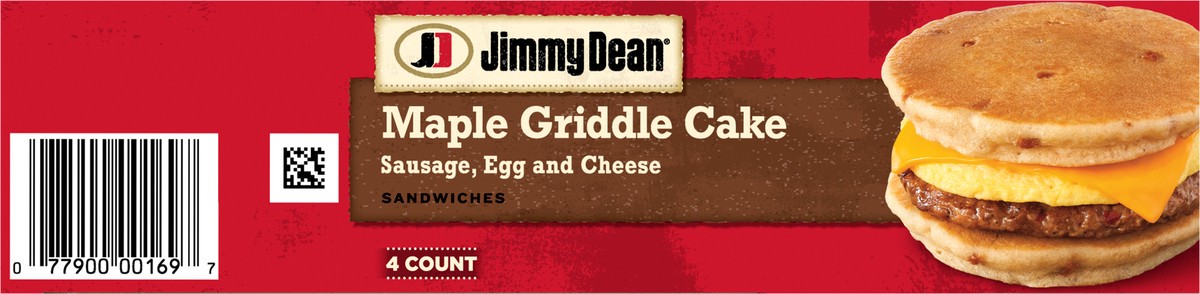 slide 4 of 9, Jimmy Dean Sausage, Egg and Cheese Maple Griddle Cake Sandwiches, 4 ct Pack, 18.8 oz Box, 4 ct