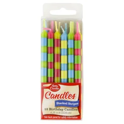 Betty Crocker 4.25 Inch Stacked Stripes Birthday Candles 12 ea