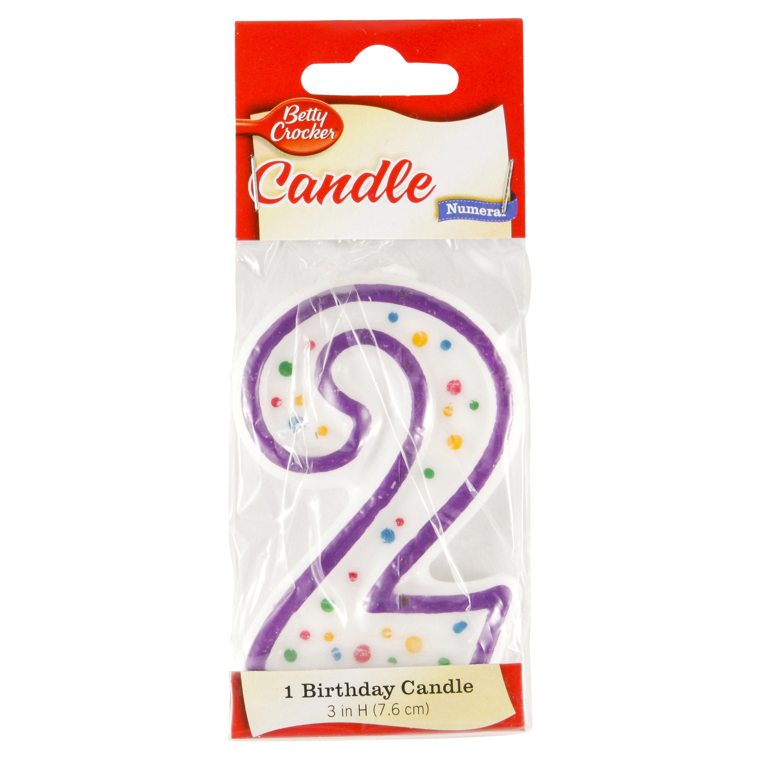 slide 1 of 2, Betty Crocker 3 Inch Numeral 2 Birthday Candle 1 ea, 1 ct