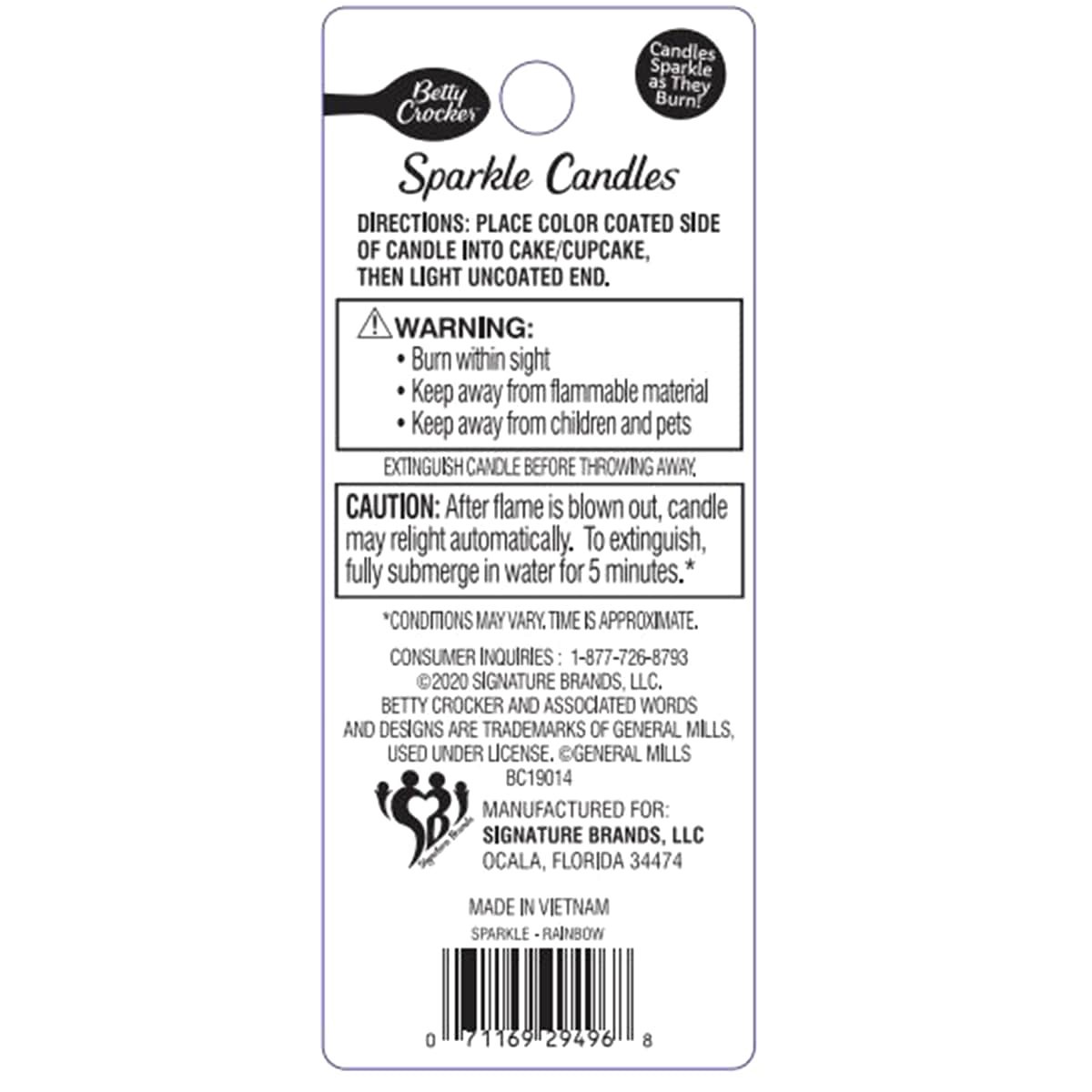 slide 2 of 2, Betty Crocker 3 Inch Rainbow Sparkle Candles, 18 ct