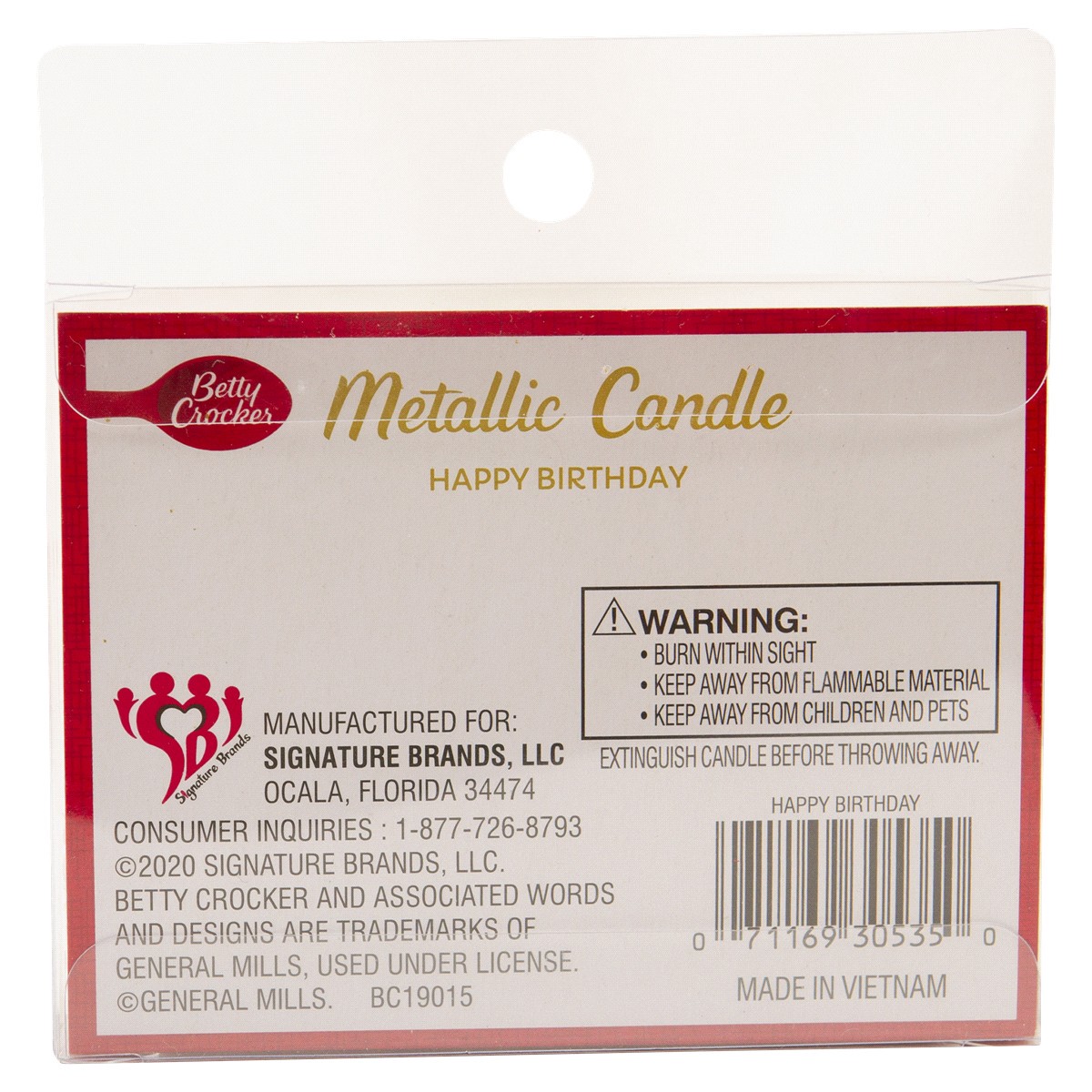 slide 2 of 2, Betty Crocker Metallic Candle Happy Birthday, 1 ct