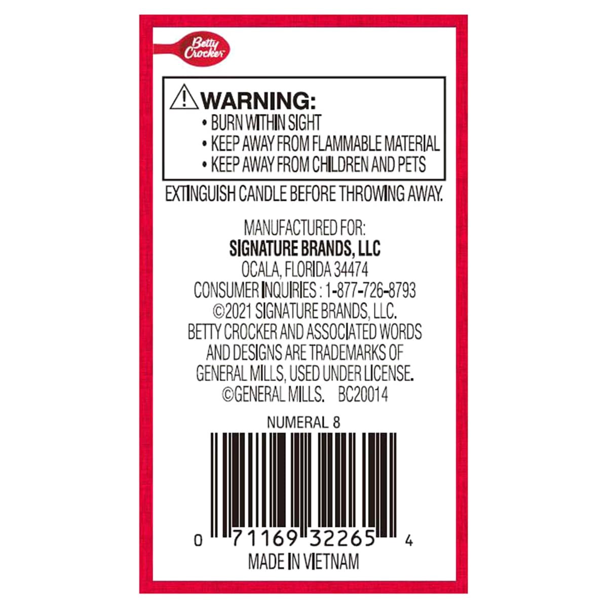 slide 2 of 2, Betty Crocker Premium Numeral Candle, 1 ct