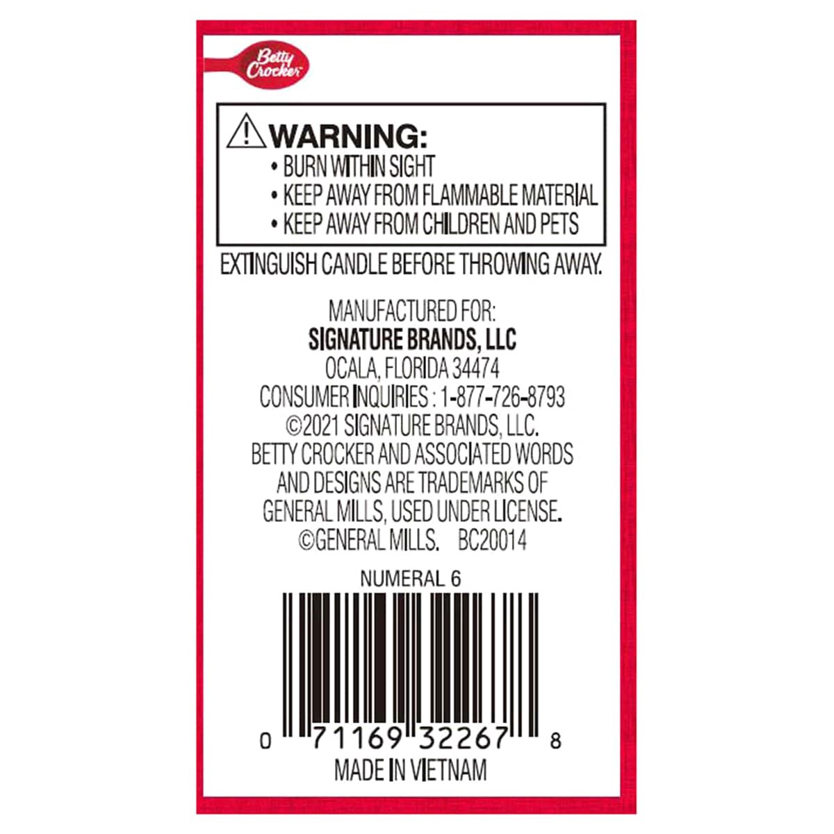 slide 2 of 2, Betty Crocker Premium Numeral Candle, 1 ct